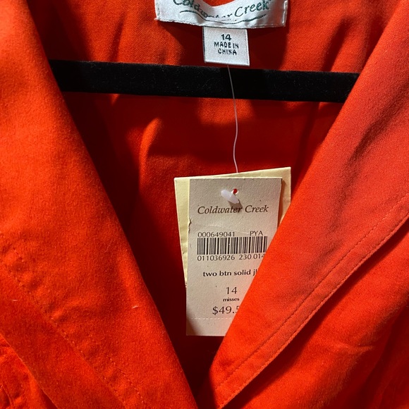 NWT Coldwater Creek Orange Red Fitted Tailored Collared Short Sleeve Jacket - Picture 6 of 10